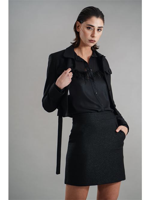 Giacca cropped laminata elmas phil | 040554NERO